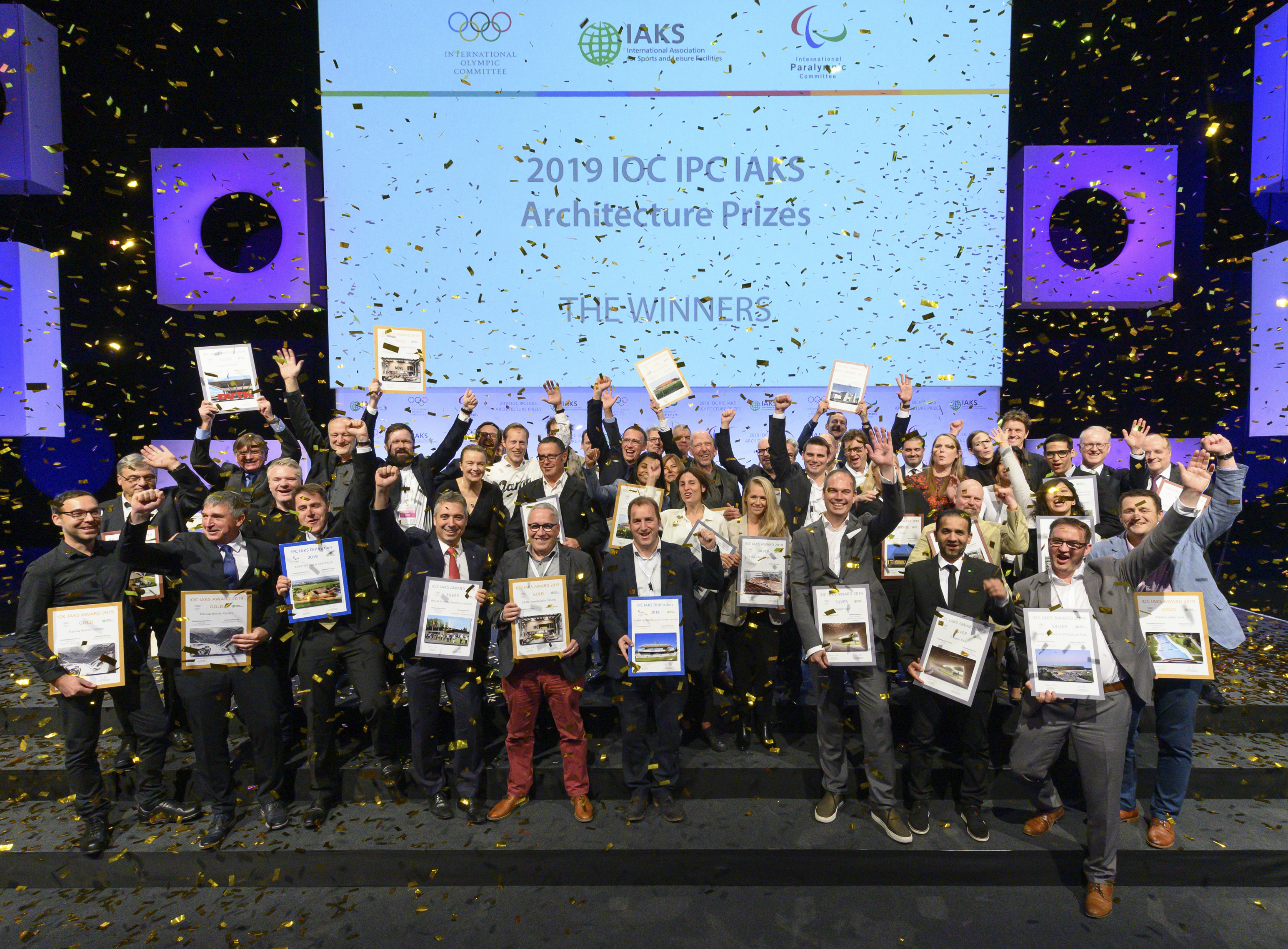 2019 Winners IOC IPC IAKS architecture prizes_group photo_Koelnmesse