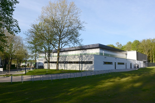 Barakiel Halle - sports hall main entrance - 2019 study trip.jpg