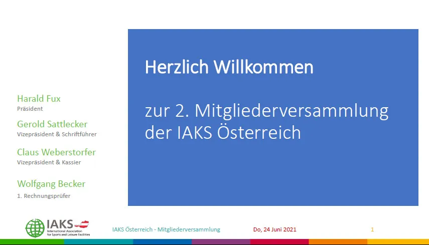 Mitgliederversammlung IAKS Österreich online Juni 2021