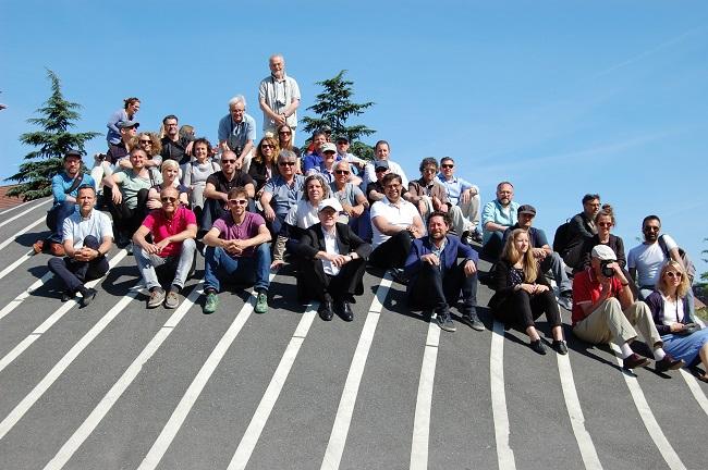 Superkilen - visitor group sitting on hill - 2018 IAKS Study Trip CPH  (210).jpg