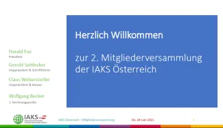 Mitgliederversammlung IAKS Österreich online Juni 2021