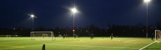 Outdoor lighting on artificial turf