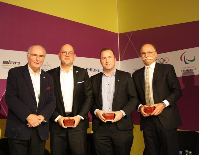 2017 IAKS congress - on stage Geraint John Bill Hanway Tom Jones Bob Fatovic.jpg