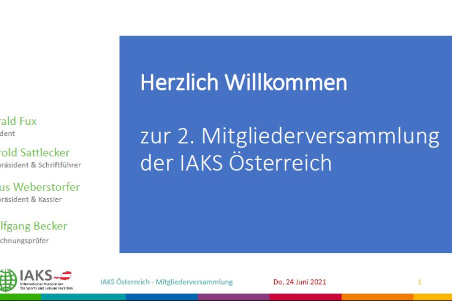 Mitgliederversammlung IAKS Österreich online Juni 2021
