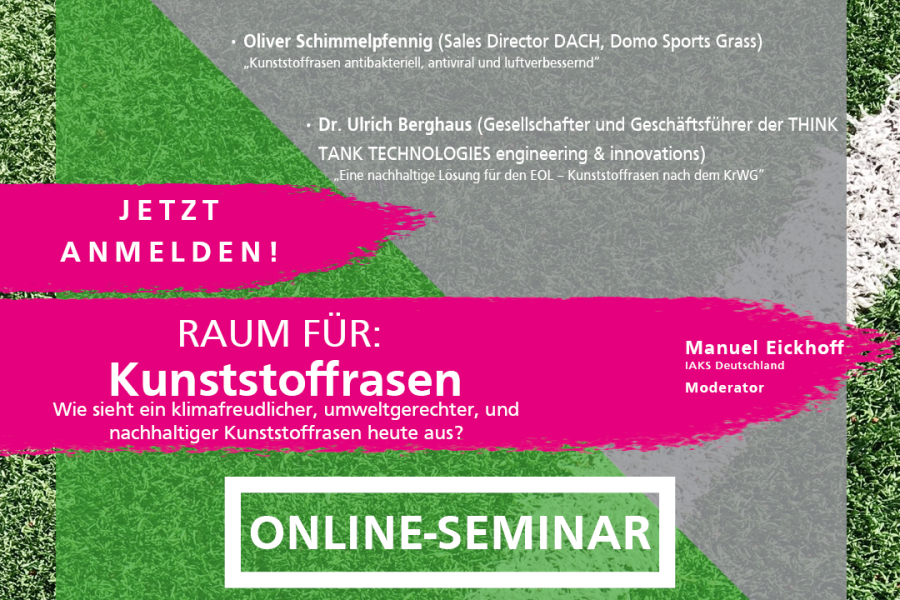 Flyer Online Seminar Kunststoffrasen
