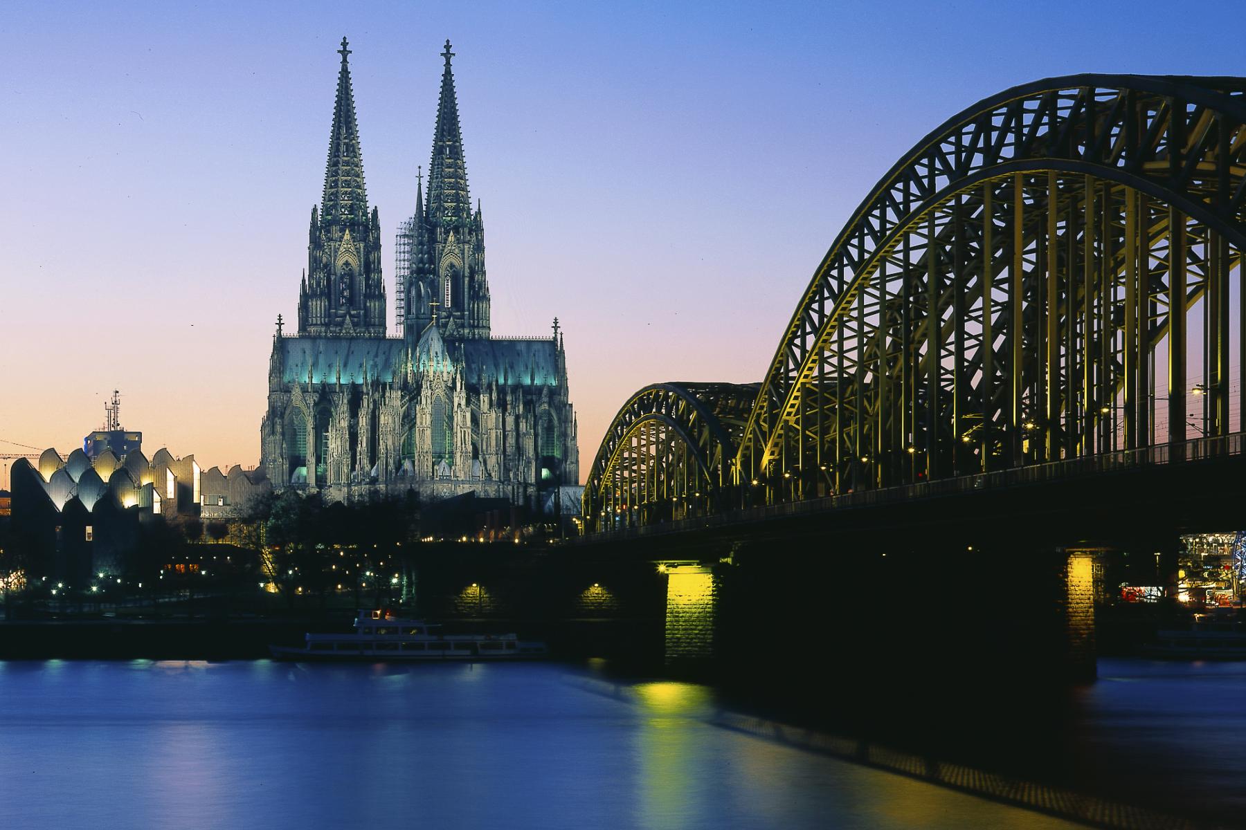 Cologne, Germany. Cathedral and Rhine River view